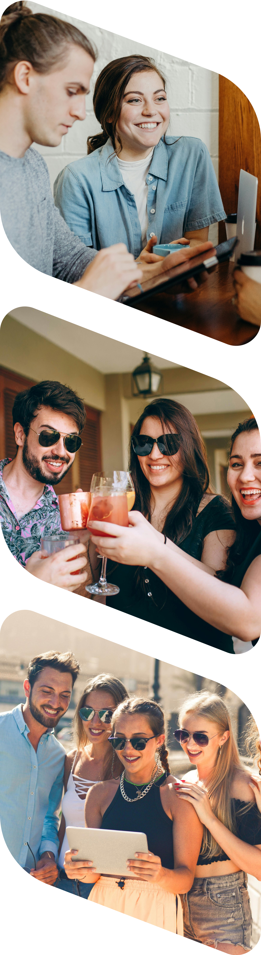 three high-quality stacked images of friends enjoying a good time together