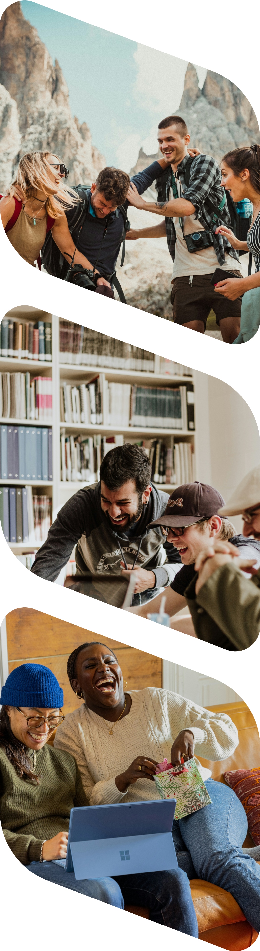 three high-quality stacked images of friends having a good time together